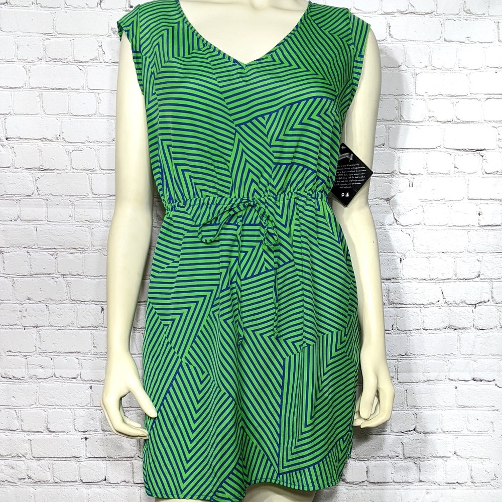 NWT BeBop Green Blue Geometrical Dress Medium